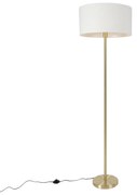 Vloerlamp messing met kap wit 50 cm - Simplo Design, Modern E27 rond Binnenverlichting Lamp