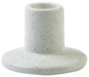 Kandelaar, porselein, wit gespikkeld, laag