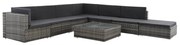 vidaXL 8-delige Loungeset met kussens poly rattan grijs