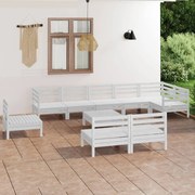 vidaXL 10-delige Loungeset massief grenenhout wit