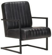 vidaXL Fauteuil echt leer zwart