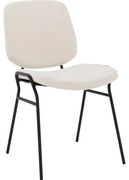 Goossens Eetkamerstoel Hjalmar wit stof leuning, modern design