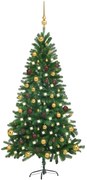 vidaXL Kunstkerstboom met LED's en kerstballen 150 cm groen