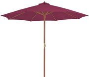 vidaXL Parasol met houten paal 300 cm bordeauxrood