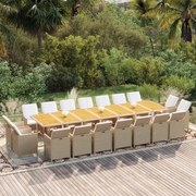 vidaXL 19-delige Tuinset met kussens poly rattan beige