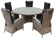 Riccione Menorca dining tuinset 150 cm rond verstelbaar 6-delig wit grijs