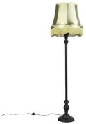 Stoffen Vloerlamp zwart met Granny kap groen - Classico Klassiek / Antiek E27 Binnenverlichting Lamp