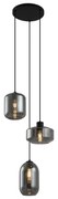 Moderne hanglamp zwart met smoke glas 3-lichts - Sheena