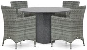 Tuinset Ronde Tuintafel 4 personen 120 cm Wicker Grijs  Domani Furniture Miami/Graniet