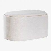 Ovale Poef 75 Cm Met Dienblad En Opbergruimte, Bekleed Berkeleni Linnen Beige – Crème - Sklum
