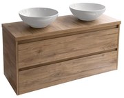 Sanicare Avenza badmeubel 120cm diveria oak met ronde witte waskommen