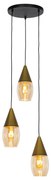 Moderne hanglamp goud met amber glas 3-lichts - Drop Modern E27 rond Binnenverlichting Lamp