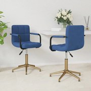 vidaXL Eetkamerstoelen draaibaar 2 st fluweel blauw