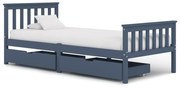 vidaXL Bedframe met 2 lades massief grenenhout grijs 100x200 cm