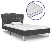 vidaXL Bed met traagschuim matras stof donkergrijs 90x200 cm