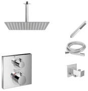 Hansgrohe Ecostat Square inbouw douchekraan met Mueller Cube 30cm douchekop en plafondarm regendouche chroom