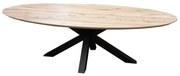 Eettafel ovaal eiken onbehandeld - 240 x 120 x 78 cm - Bladdikte 5,5 cm - Matrixpoot