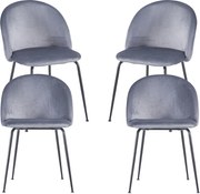 Set 4 Black Dalnia Fluwelen Stoelen