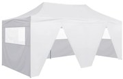 vidaXL Partytent met 4 zijwanden inklapbaar 3x6 m staal wit