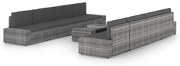 vidaXL 9-delige Loungeset met kussens poly rattan grijs