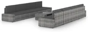 vidaXL 9-delige Loungeset met kussens poly rattan grijs