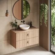 Muebles Mairi badmeubel ribbelfront 100cm naturel eiken zonder waskom