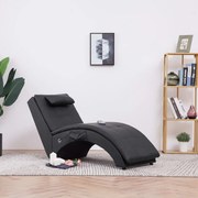 vidaXL 281344  Massage Chaise Longue with Pillow Black Faux Leather