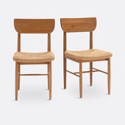 Set van 2 stoelen in massief eik en vlechtwerk, Andre
