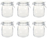vidaXL Potten met sluiting 6 st 1 L glas