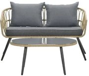 Showroommodel Franklin balkon loungeset 2 delig  antraciet - lichtbruin