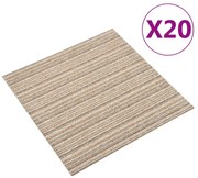 vidaXL Tapijttegels 20 st 5 m² 50x50 cm gestreept beige