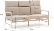 + 10% kassakorting | Loungebank Tuin Bellagio  | Aluminium | 3 personen | Tuinbank Beige | 188cm | Kees Smit Tuinmeubelen