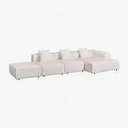 3-delige Chaise Longue Modulaire Bank Met Pof Rechts (↔︎390 Cm) Bruna Bouclé Blanco - Sklum