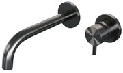 Brauer Gunmetal Edition Wastafelmengkraan inbouw - gebogen uitloop links - hendel kort smal - model B 1 - PVD - geborsteld gunmetal 5-GM-004-B5-65