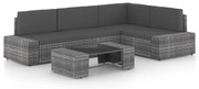 vidaXL 5-delige Loungeset met kussens poly rattan grijs