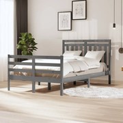 vidaXL Bedframe massief hout grijs 120x190 cm 4FT Small Double