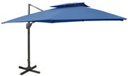 vidaXL Zweefparasol met dubbel dak 300x300 cm azuurblauw