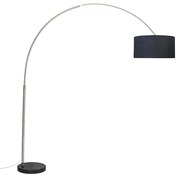 Booglamp staal stoffen kap zwart 50 cm - XXL Modern E27 Binnenverlichting Lamp