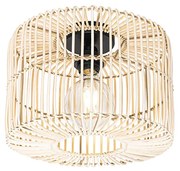 Oosterse plafondlamp zwart met rotan - Maud