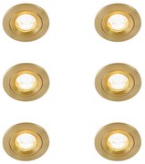 Buitenlamp Set van 6 Moderne inbouwspot goud rond IP44 - Xena GU10 IP44 Buitenverlichting Lamp