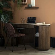 Eleonora Mari Travertin Bureau Met Ribbel Hout - 129 X 60cm.