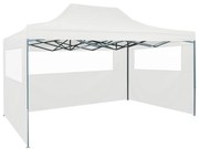 vidaXL Partytent met 3 zijwanden inklapbaar 3x4 m staal wit