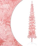 vidaXL Kunstkerstboom half met standaard smal 240 cm roze