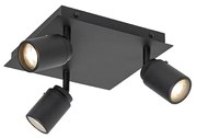 Moderne badkamer Spot / Opbouwspot / Plafondspot zwart vierkant 3-lichts IP44 - Ducha Modern GU10 IP44 Lamp