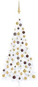 vidaXL Kunstkerstboom met LED's en kerstballen half 210 cm wit