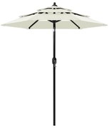 vidaXL Parasol 3-laags met aluminium paal 2 m zandkleurig