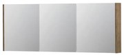 INK SPK1 Spiegelkast - 160x14x60cm - 3 deuren - dubbelzijdige Spiegel - schakelaar en stopcontact - MFC Naturel eiken 1110810