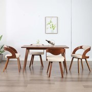 vidaXL Eetkamerstoelen 4 st gebogen hout en kunstleer crème