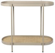 Smalle Sidetable Beige Met Rotan - 85 X 39cm.