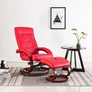 vidaXL Fauteuil verstelbaar met voetenbankje kunstleer rood